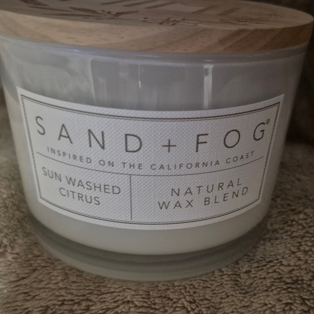 Sand + Fog Sun Washed Citrus 12oz Natural Wax Blend Candle Wood MIMi Lid New
